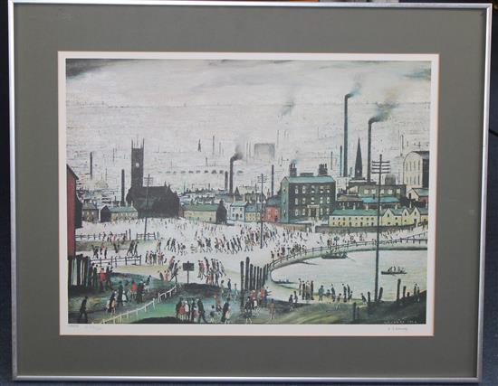 § Lawrence Stephen Lowry (1887-1976) An Industrial Town, image 17.25 x 23.25in.